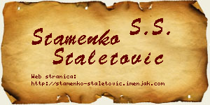Stamenko Staletović vizit kartica